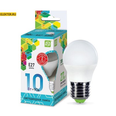 Лампа светодиодная LED-ШАР-standard 10Вт 230В Е27 4000К 900Лм ASD арт 4690612015484 4690612015484 - фото 18561