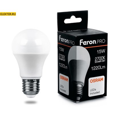 Лампа светодиодная Feron.PRO LB-1015 "Шар" E27 15W 2700K арт 38035 38035 - фото 19363