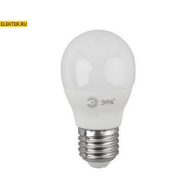 Светодиодная лампочка Е27 7Вт 6000К "Шар" ЭРА LED P45-7W-860-E27 холодный свет арт Б0031402 Б0031402 - фото 20043