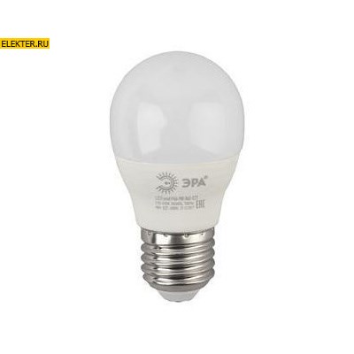 Светодиодная лампочка Е27 9Вт 6000К "Шар" ЭРА LED P45-9W-860-E27 холодный свет арт Б0031412 Б0031412 - фото 20079