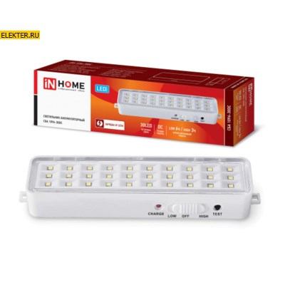 Светильник светодиодный аварийный СБА 1096-30DC 30LED 600mAh lithium battery DC IN HOME арт 4690612029474 4690612029474 - фото 21378