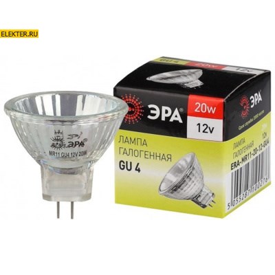 Лампочка галогенная  GU4-MR11-20W-12V-30CL GU4 20Вт "Софит" теплый белый свет ЭРА арт C0027361 C0027361 - фото 24305