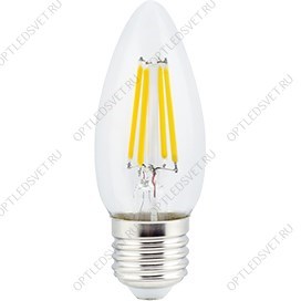Ecola candle   LED  5,0W  220V E27 2700K 360° filament прозр. нитевидная свеча (Ra 80, 100 Lm/W) 96х - фото 35851