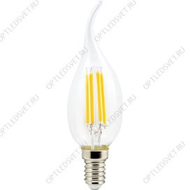 Ecola candle   LED Premium  5,0W  220V E14 4000K 360° filament прозр. нитевидная свеча на ветру (Ra - фото 37405