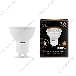 Лампа светодиодная LED 7Вт 3000K MR16 600lm GU10 Gauss - фото 37455