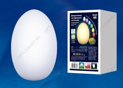 ULG-R003 019/RGB IP54 EGG Светильник декоративный светодиодный «Яйцо». Аккумуляторный (в/к). 14*19см. RGB свет. TM Uniel (ULGR003019RGBIP54EGG) - фото 37575