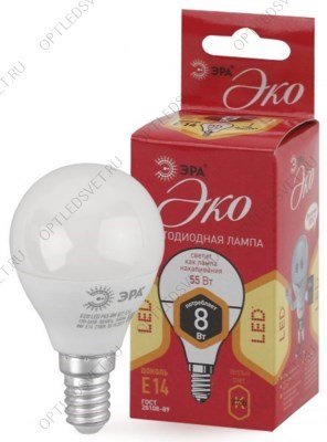 Лампа светодиодная LED P45-8W-827-E14(диод,шар,8Вт,тепл,E14) - фото 38469
