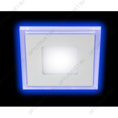 LED 4-6 BL Точечные светильники ЭРА светодиодный квадратный c cиней подсветкой LED 6W 220V 4000K (Б0017495) - фото 38739