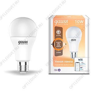 Лампа светодиодная LED 10Вт 2700К E27 A60 Smart Home DIM Gauss - фото 39303