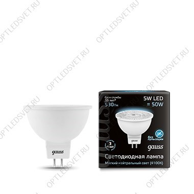 Лампа светодиодная LED 5вт 220в GU5.3 белый Gauss - фото 39660