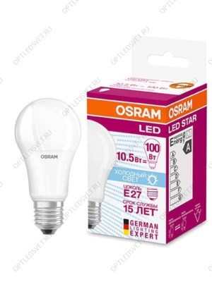 Лампа светодиодная LED 10Вт Е27 STAR Classic A (замена100Вт), белый, матовая колба Osram - фото 47873