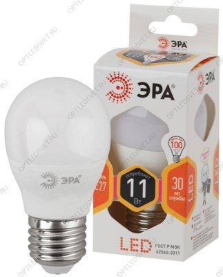 Лампа светодиодная LEDP45-11W-827-E27(диод,шар,11Вт,тепл,E27) - фото 48008