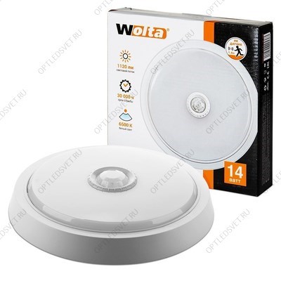 Светодиодный светильник WOLTA DBO01-14-6.5K-PIR 14Вт 6500K КРУГ с датчиком - фото 48602