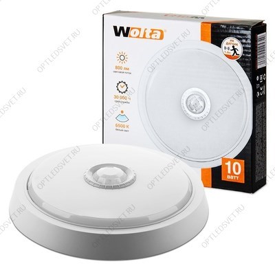 Светодиодный светильник WOLTA DBO01-10-6.5K-PIR 10Вт 6500K КРУГ с датчиком - фото 48641