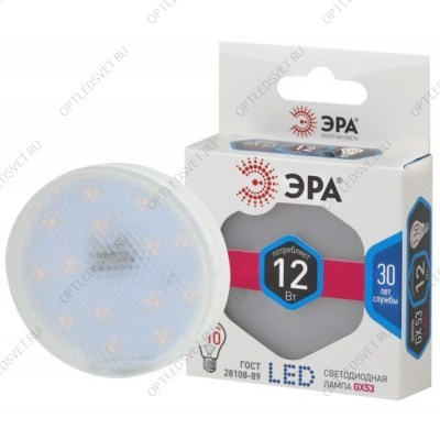 Лампа светодиодная LED 12Вт GX 4000К GX53 нейтральный таблетка (Б0020597) - фото 50083