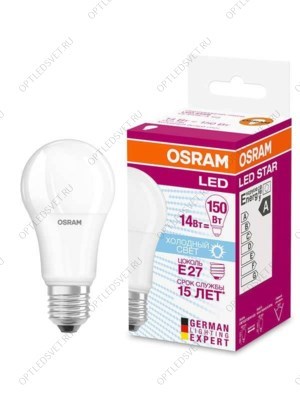 Лампа светодиодная LED 13Вт Е27 STAR Classic A (замена150Вт), нейтральный белый свет, матовая колба Osram - фото 51421