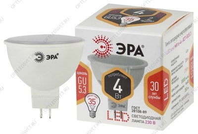 Лампа светодиодная Эра LED MR16-4W-827-GU5.3 (диод, софит, 4Вт, тепл, GU5.3), (Б0017897) - фото 53578