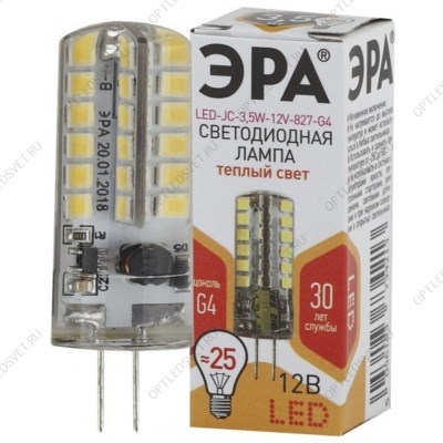 Лампа светодиодная LED 3.5Вт JC 2700К G4 теплый капсула 12V - фото 53619