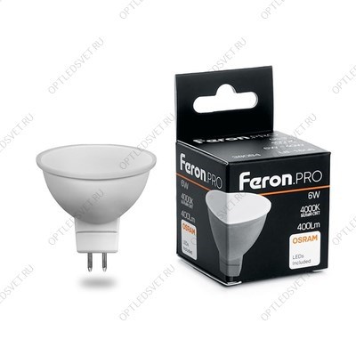 Лампа светодиодная LED 6вт 230в GU5.3 белый Feron.PRO OSRAM (LB-1606) - фото 54249