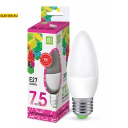 Лампа светодиодная LED-СВЕЧА-standard 7.5Вт 230В Е27 6500К 675Лм ASD арт 4690612019055 4690612019055