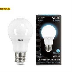 Лампа светодиодная Gauss LED A60 E27 7W 710lm 4100K "Груша" арт 102502207 102502207