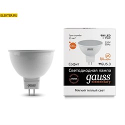 Лампа светодиодная Gauss LED Elementary MR16 GU5.3 9W 640lm 3000K арт 13519 13519