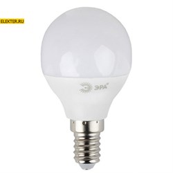 Светодиодная лампочка E14 7Вт 2700К "Шар" ЭРА LED P45-7w-827-E14 теплый свет арт Б0020548 Б0020548