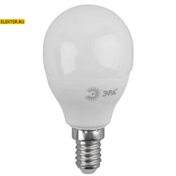 Светодиодная лампочка Е14 11Вт 2700К "Шар" ЭРА LED P45-11w-827-E14 теплый свет арт Б0032986 Б0032986