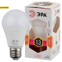 Светодиодная лампочка E27 13Вт 2700К "Груша" ЭРА LED A60-13W-827-E27 теплый свет арт Б0020536 Б0020536