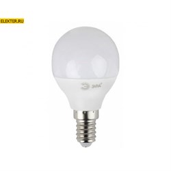 Светодиодная лампочка E14 7Вт 6000К "Шар" ЭРА LED P45-7W-860-E14 холодный свет арт Б0031401 Б0031401