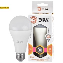 Светодиодная лампочка E27 30Вт 2700К "Груша" ЭРА LED A65-30W-827-E27 теплый свет арт Б0048015 Б0048015