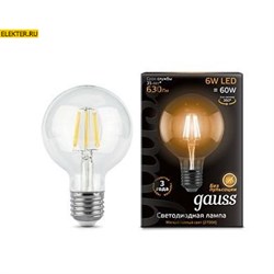 Лампа филаментная Gauss LED Filament G95 E27 6W 630lm 2700K "Шар" арт 105802106 105802106