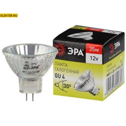 Лампочка галогенная  GU4-MR11-35W-12V-30CL GU4 35Вт "Софит" теплый белый свет ЭРА арт C0027362 C0027362