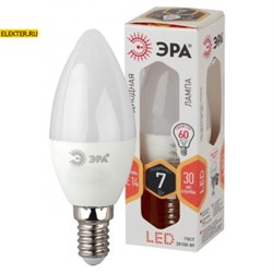 Светодиодная лампочка E14 7Вт 2700К "Свеча" ЭРА STD LED B35-7W-827-E14 теплый свет арт Б0020538 Б0020538