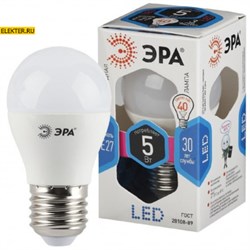 Светодиодная лампочка E27 5Вт 4000К "Шар" дневного света ЭРА STD LED P45-5W-840-E27 арт Б0028488 Б0028488