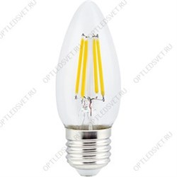 Ecola candle   LED  5,0W  220V E27 4000K 360° filament прозр. нитевидная свеча (Ra 80, 100 Lm/W) 96х