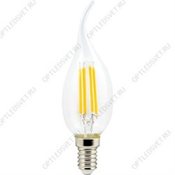 Ecola candle   LED Premium  6,0W  220V E14 4000K 360° filament прозр. нитевидная свеча на ветру (Ra