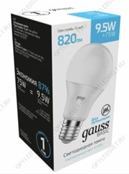 Лампа светодиодная LED 9.5 Вт820 Лм 4100К белая E27 A60 Basic Gauss