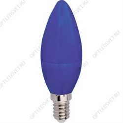 Ecola candle   LED color  6,0W 220V E14 Blue свеча Синяя матовая колба 103x37
