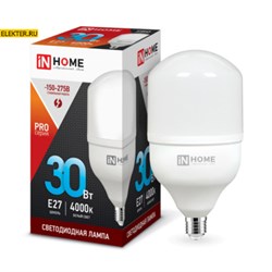 Светодиодная лампочка Е27 30Вт 4000К дневного света 2850Лм LED-HP-PRO 230В IN HOME арт 4690612031071 4690612031071