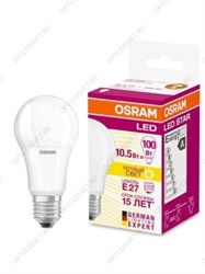 Лампа светодиодная LED 10Вт Е27 STAR Classic A (замена 100Вт),теплый, матовая колба Osram