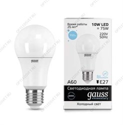 Лампа светодиодная LED 10Вт E27 6500K Elementary A60 Gauss