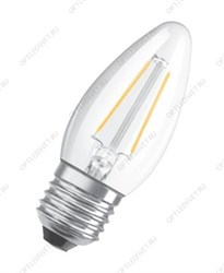 Лампа светодиодная LED 5Вт E27 CLB60 тепло-бел, Filament прозр.свеча OSRAM
