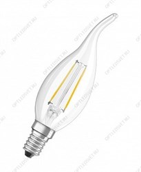 Лампа светодиодная LED 4Вт Е14 FILAMENT CLBA40, тепло-бел, прозр.свеча на ветру OSRAM