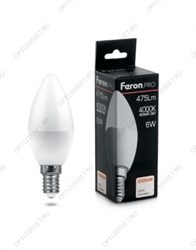 Лампа светодиодная LED 6вт Е14 белый матовая свеча Feron.PRO OSRAM (LB-1306)