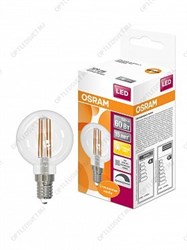 Лампа светодиодная LED 5Вт E14 CLB60D тепло-бел, Filament диммируемая,прозр.шар OSRAM