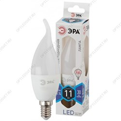 Лампа светодиодная LED BXS-11W-840-E14 (диод, свеча на ветру, 11Вт, нейтр, E14 (10/100/2800) ЭРА (Б0032993)
