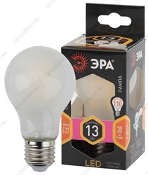 Лампа светодиодная филаментная F-LED A60-13W-827-E27 frost (филамент, груша мат., 13Вт, тепл, Е27) ЭРА (10/100/1200) ЭРА