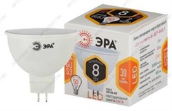 Лампа светодиодная LED MR16-8W-827-GU5.3 (диод, софит, 8Вт, тепл, GU5.3) ЭРА, (10/100/4000) ЭРА