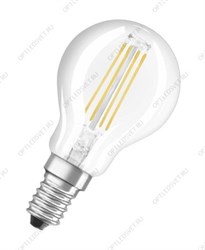 Лампа светодиодная LED 5Вт E14 CLP60 белый, Filament прозр.шар OSRAM